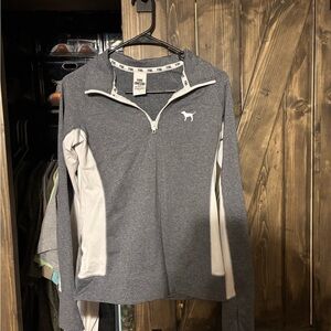 PINK Victoria's Secret Gray and White Pullover